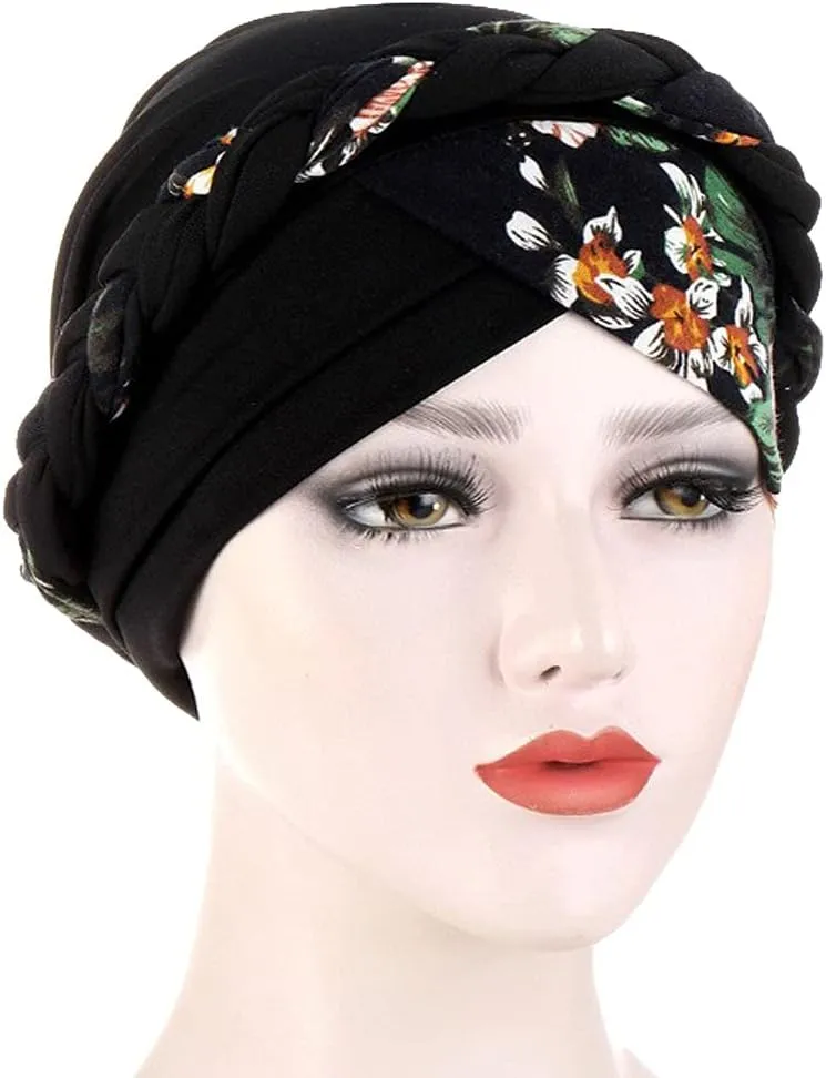 3 Pack Womens Printed Turban Hat Head Wraps Covers Chemo Cancer Beanies Cap Headwear