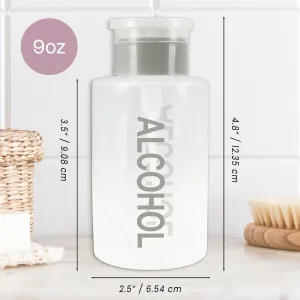 9oz Gray with Word Imprint Push Down Pump Dispenser Empty Refillerable Bottle with Flip Top Cap - for Nail Polish, Travel, Cosmetics Packaging