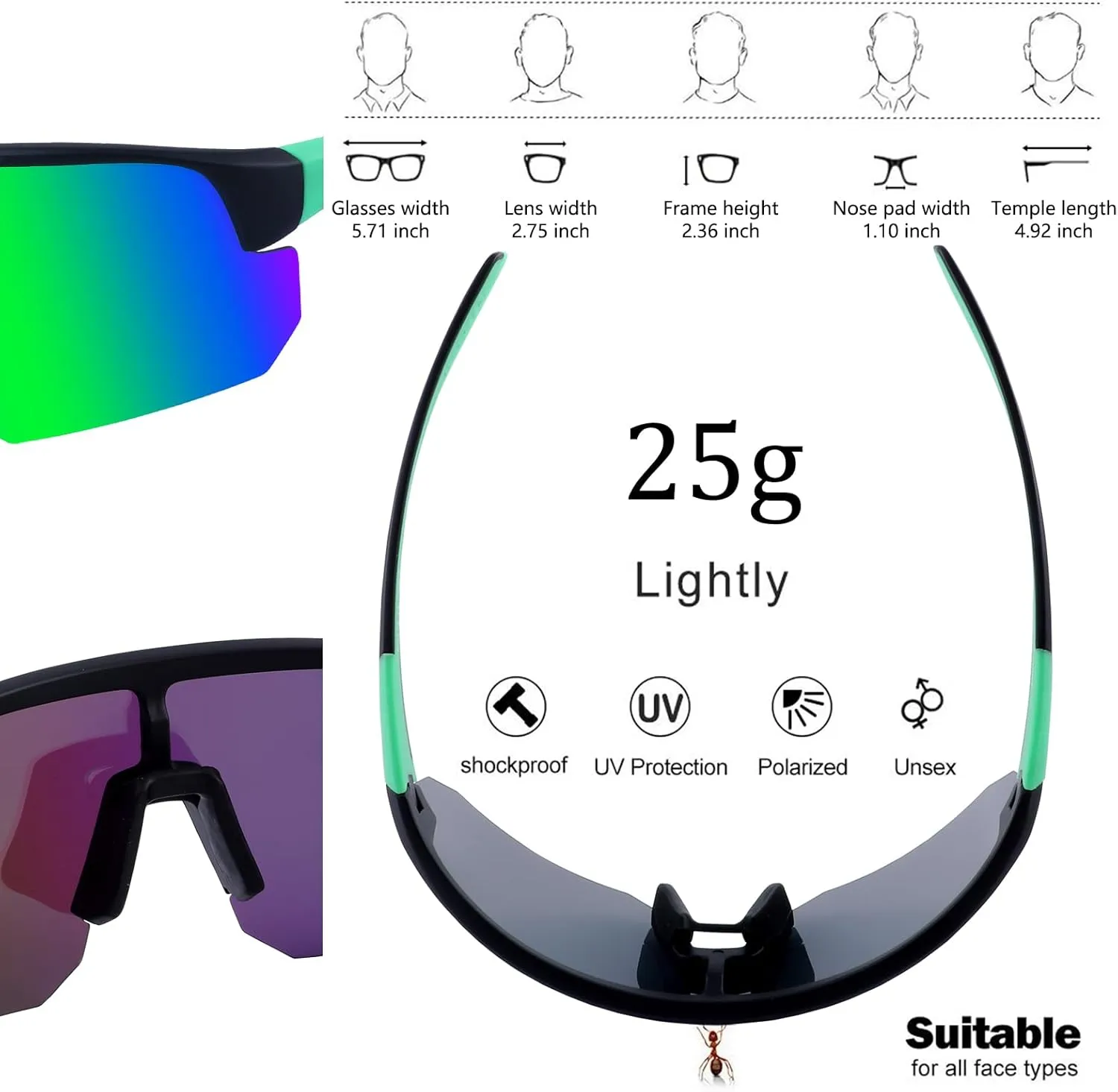 BangLong Polarized Baseball Sunglasses for Men Women UV Protection Cycling Glasses for Sports Running Bike Golf Fishing