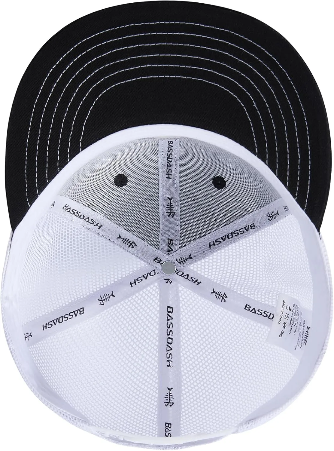 BASSDASH Flat Brim Trucker Cap Adjustable Snapback Hat Mesh Back for Men Women