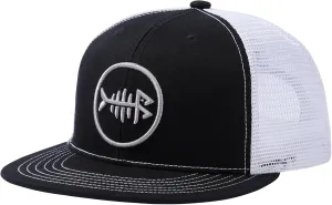 BASSDASH Flat Brim Trucker Cap Adjustable Snapback Hat Mesh Back for Men Women