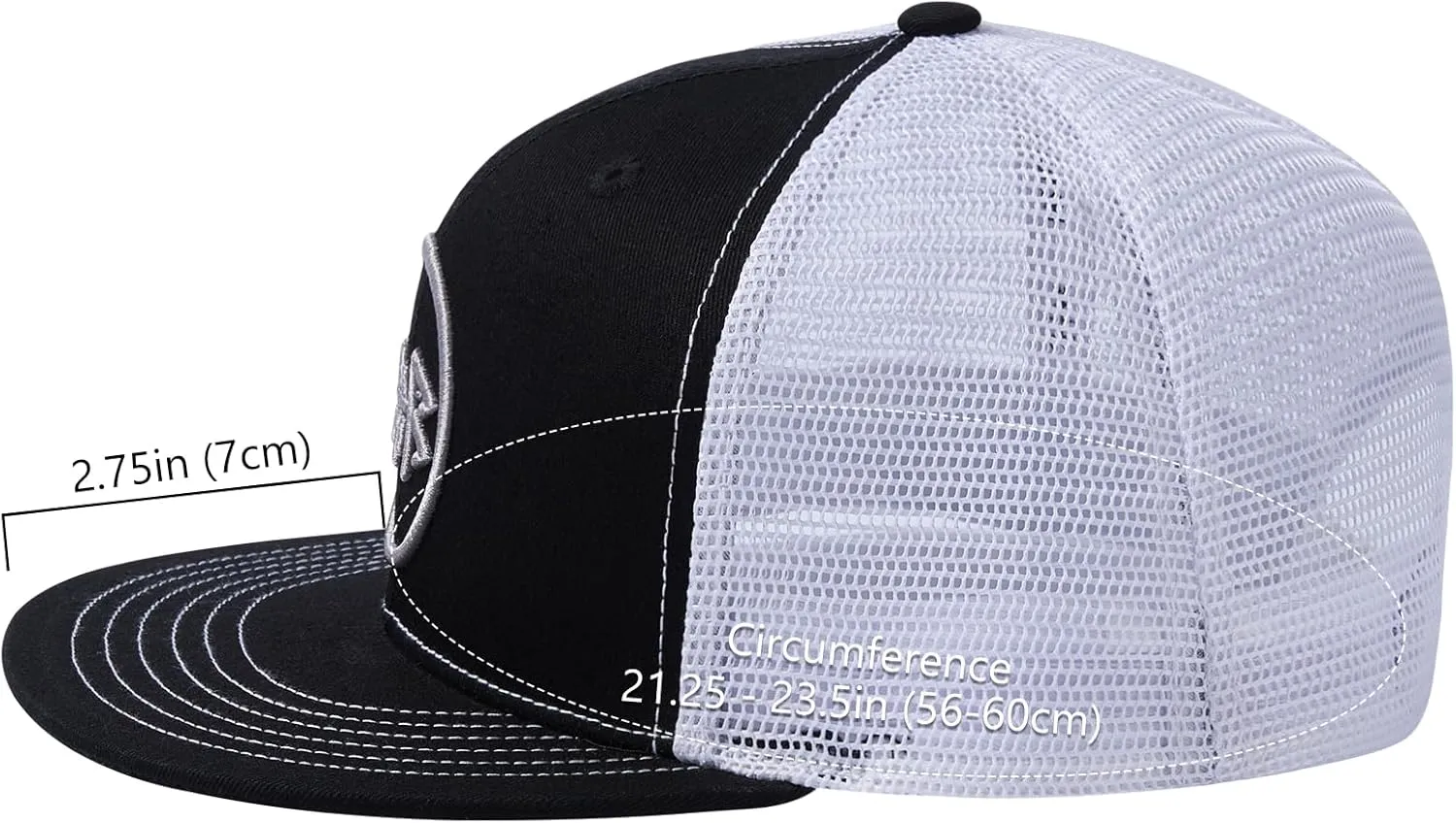 BASSDASH Flat Brim Trucker Cap Adjustable Snapback Hat Mesh Back for Men Women