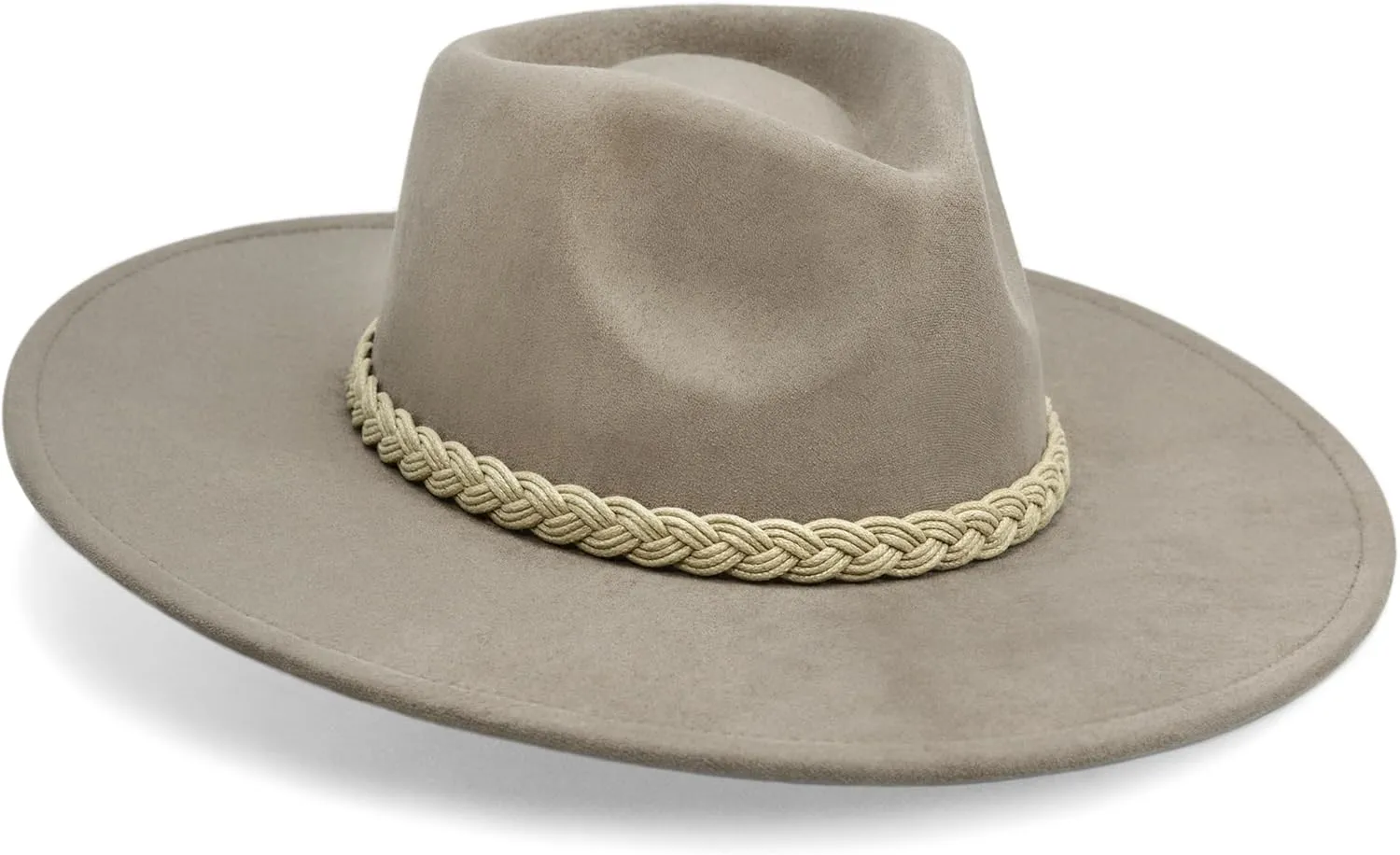 Big Wide Brim Boho Western Hat for Women and Men - Felt Rancher Fedora Hat with 4 inches Flat Brim