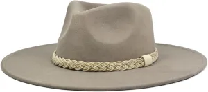Big Wide Brim Boho Western Hat for Women and Men - Felt Rancher Fedora Hat with 4 inches Flat Brim