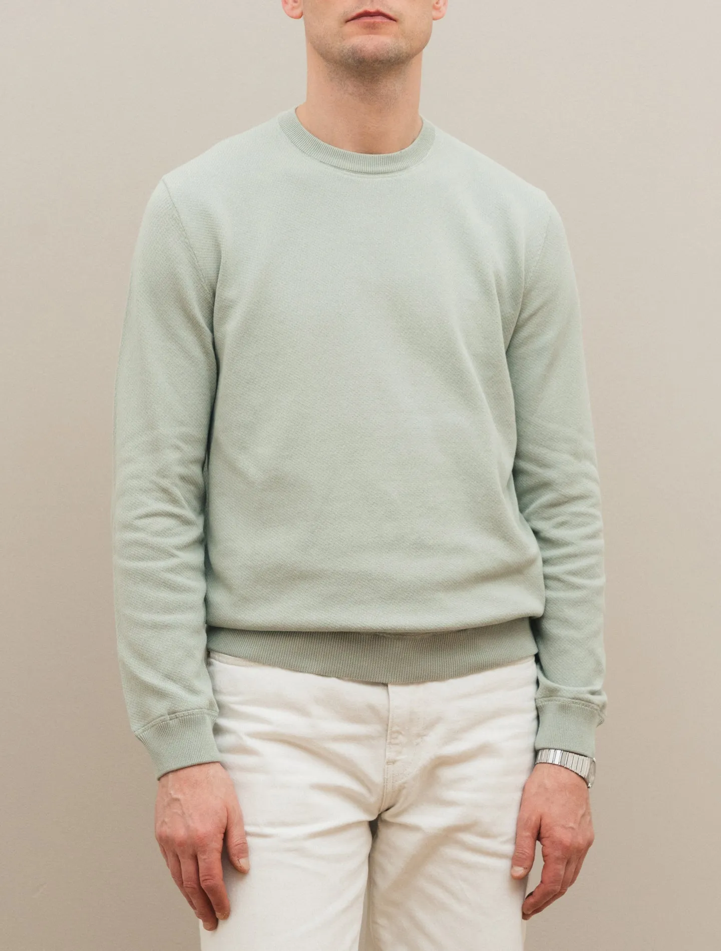 Cotton Knitted Collage Sweater Sage