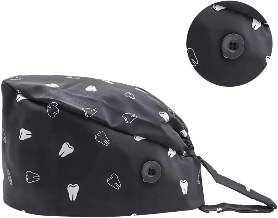 Cute Printed Working Cap with Sweatband Adjustable Tie Back Hats for Women/Men