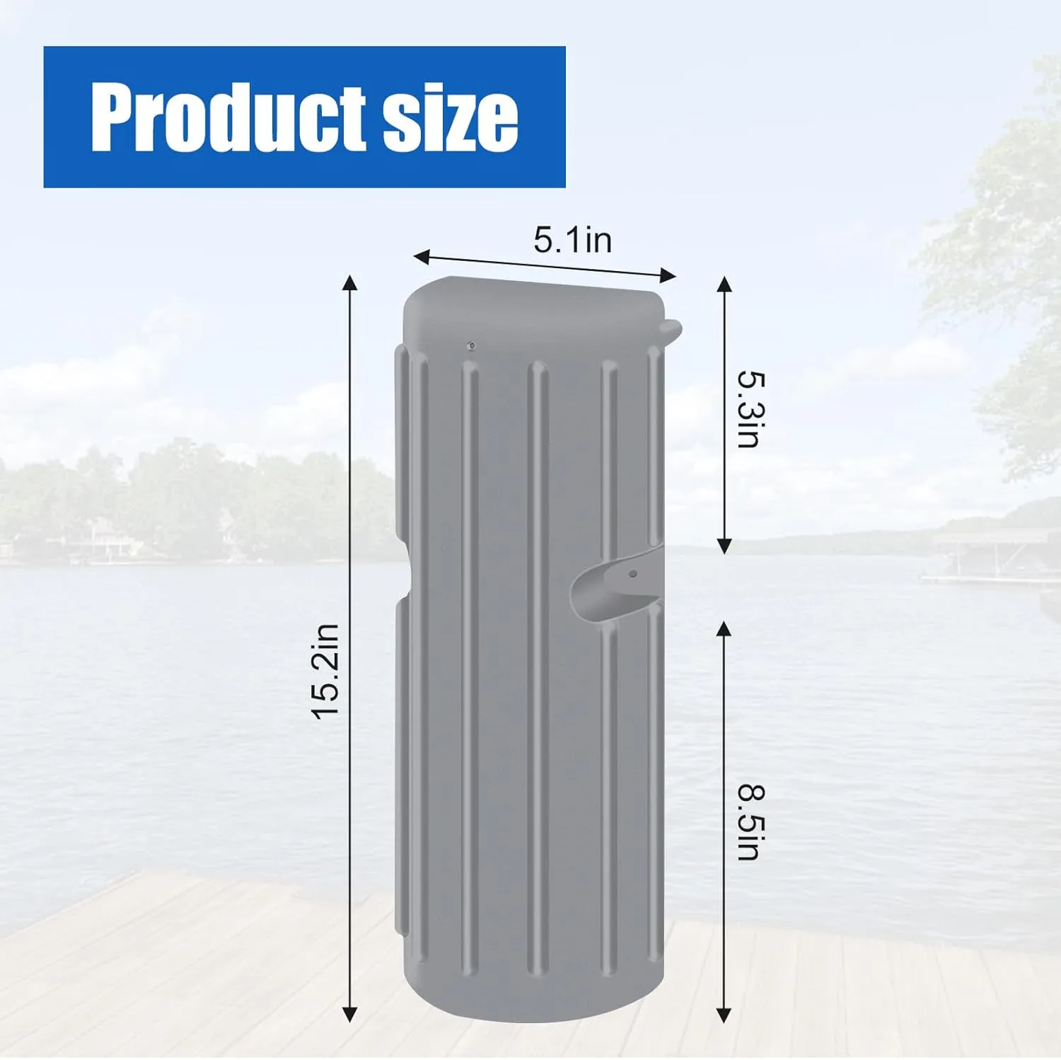Dock Bumper Fender - Heavy Duty Boat Dock Bumpers for Edge & Side - Marine Fender Guard - Vertical Dock Protection with Stainless Steel Hardware - 2 Pack - Gray