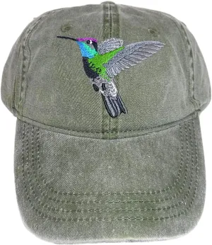 Eco Wear Magnificent Hummingbird Embroidered Cotton Cap Green