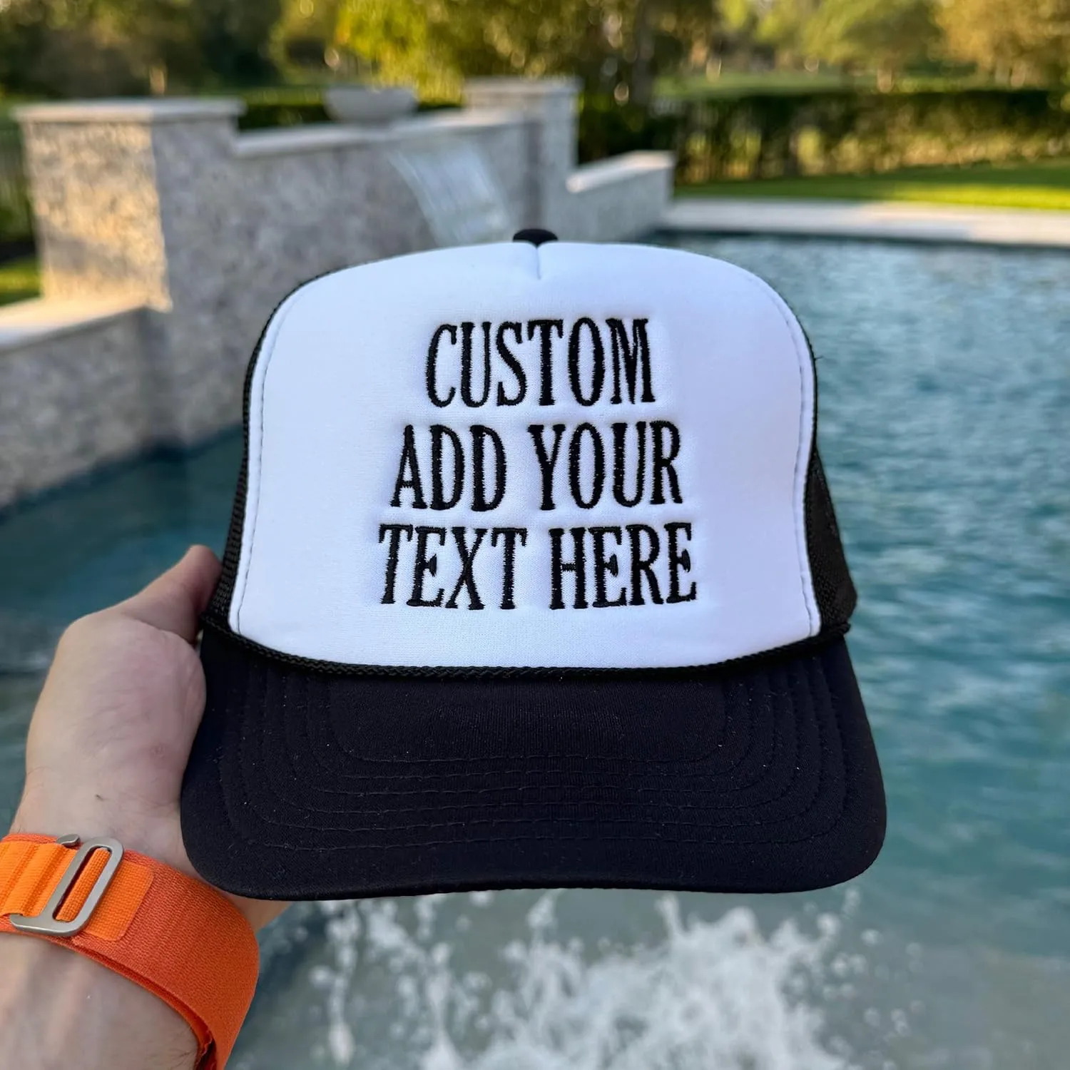 Embroidered Trucker Hat Custom Embroidery Trucker Hat Add Your Text Trucker Hat
