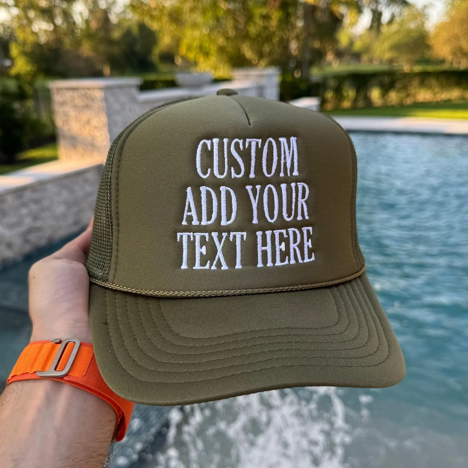 Embroidered Trucker Hat Custom Embroidery Trucker Hat Add Your Text Trucker Hat