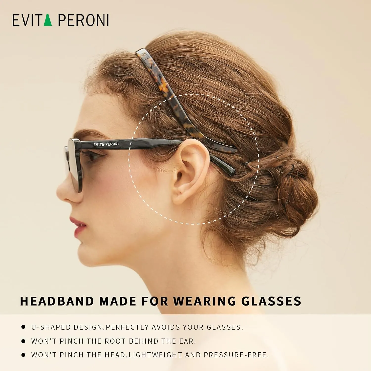 EVITA PERONI Hair Band, Designed for Eyewear, No Pressure, No Headache, Comfortable Headbands for Women, Fashion Thin Headbands Non Slip-Coral Blue