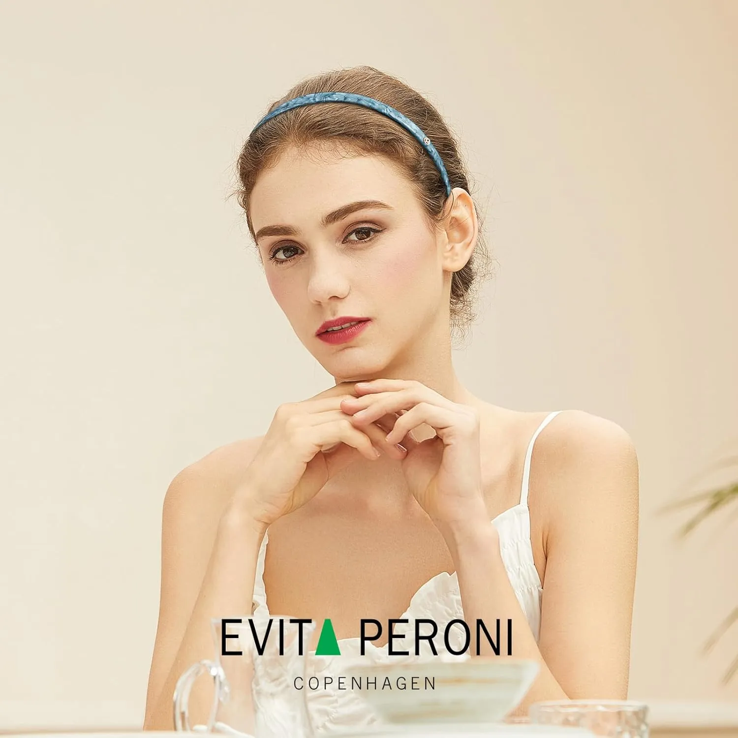 EVITA PERONI Hair Band, Designed for Eyewear, No Pressure, No Headache, Comfortable Headbands for Women, Fashion Thin Headbands Non Slip-Coral Blue