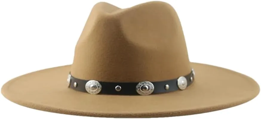 Fedoras Hats for Women Panama Wide Brim Big Size Belt Casual Formal Men Caps Sombreros khaki9 56-58cm(Adults)