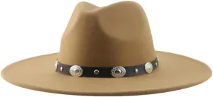 Fedoras Hats for Women Panama Wide Brim Big Size Belt Casual Formal Men Caps Sombreros khaki9 56-58cm(Adults)