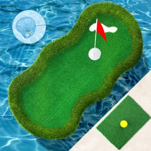 Floating Golf Green for Pool, Large Size (47" x 24"), Floating Chipping Green for Golfers to Compete and Improve Their Skills in The Pool or Outdoors