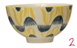 Floral Round Stoneware Bowl, 4 Styles
