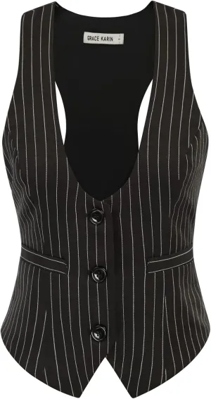 GRACE KARIN Womens Vest Top 2025 Trendy Academia Steampunk Waistcoat Racerback Vest Blazer??Runs Small, Suggest Size Up