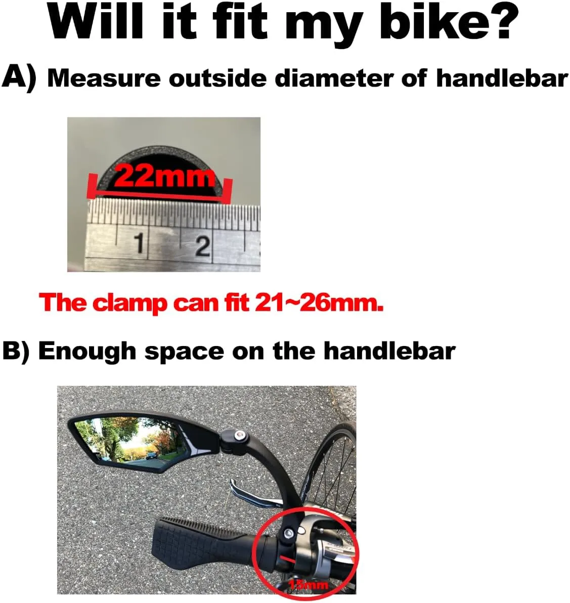 Hafny New Handlebar Bike Mirror, HD Blast-Resistant Safe Crystal Clear Glass, Adjustable Rotatable Rearview for Bicycle, HF-M902B-FR01 (Anti-glare Blue, 1 Pair)