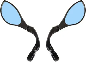 Hafny New Handlebar Bike Mirror, HD Blast-Resistant Safe Crystal Clear Glass, Adjustable Rotatable Rearview for Bicycle, HF-M902B-FR01 (Anti-glare Blue, 1 Pair)