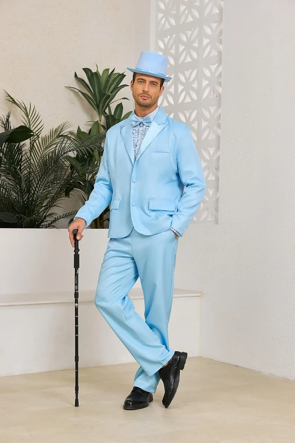 Harry and Lloyd Tuxedos Mens Fun Suit Dumber Orange Suit Dumb Blue Blazer Top Hat Bow Tie Halloween Cosplay Costume