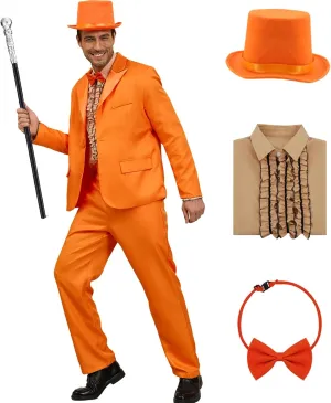 Harry and Lloyd Tuxedos Mens Fun Suit Dumber Orange Suit Dumb Blue Blazer Top Hat Bow Tie Halloween Cosplay Costume