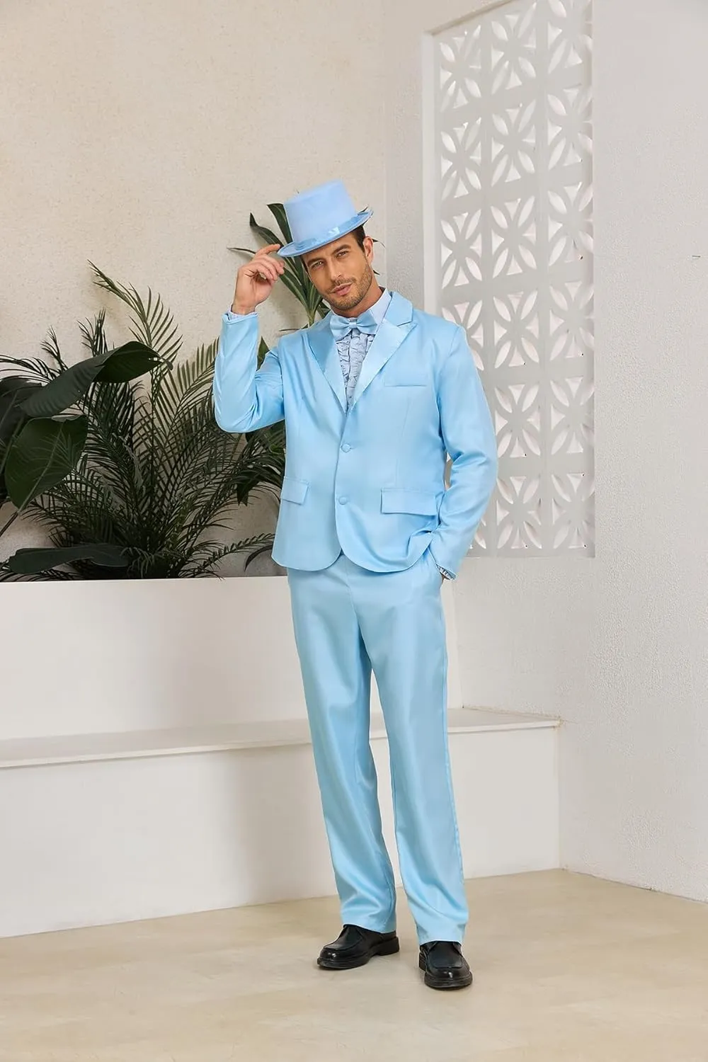 Harry and Lloyd Tuxedos Mens Fun Suit Dumber Orange Suit Dumb Blue Blazer Top Hat Bow Tie Halloween Cosplay Costume