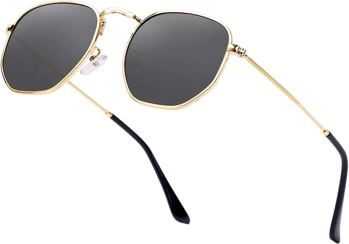 Hipster Hexagonal Polarized Sunglasses Men Women Geometric Square Small Vintage Metal Frame Retro Shade Glasses
