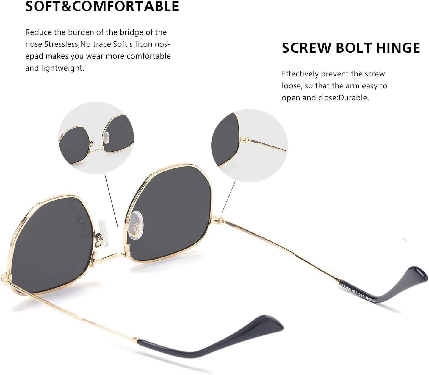 Hipster Hexagonal Polarized Sunglasses Men Women Geometric Square Small Vintage Metal Frame Retro Shade Glasses