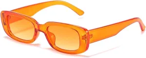 IKANOO Retro Rectangle Sunglasses for Women Men Small Square Frame Trendy Y2K 90s Black Sunglasses