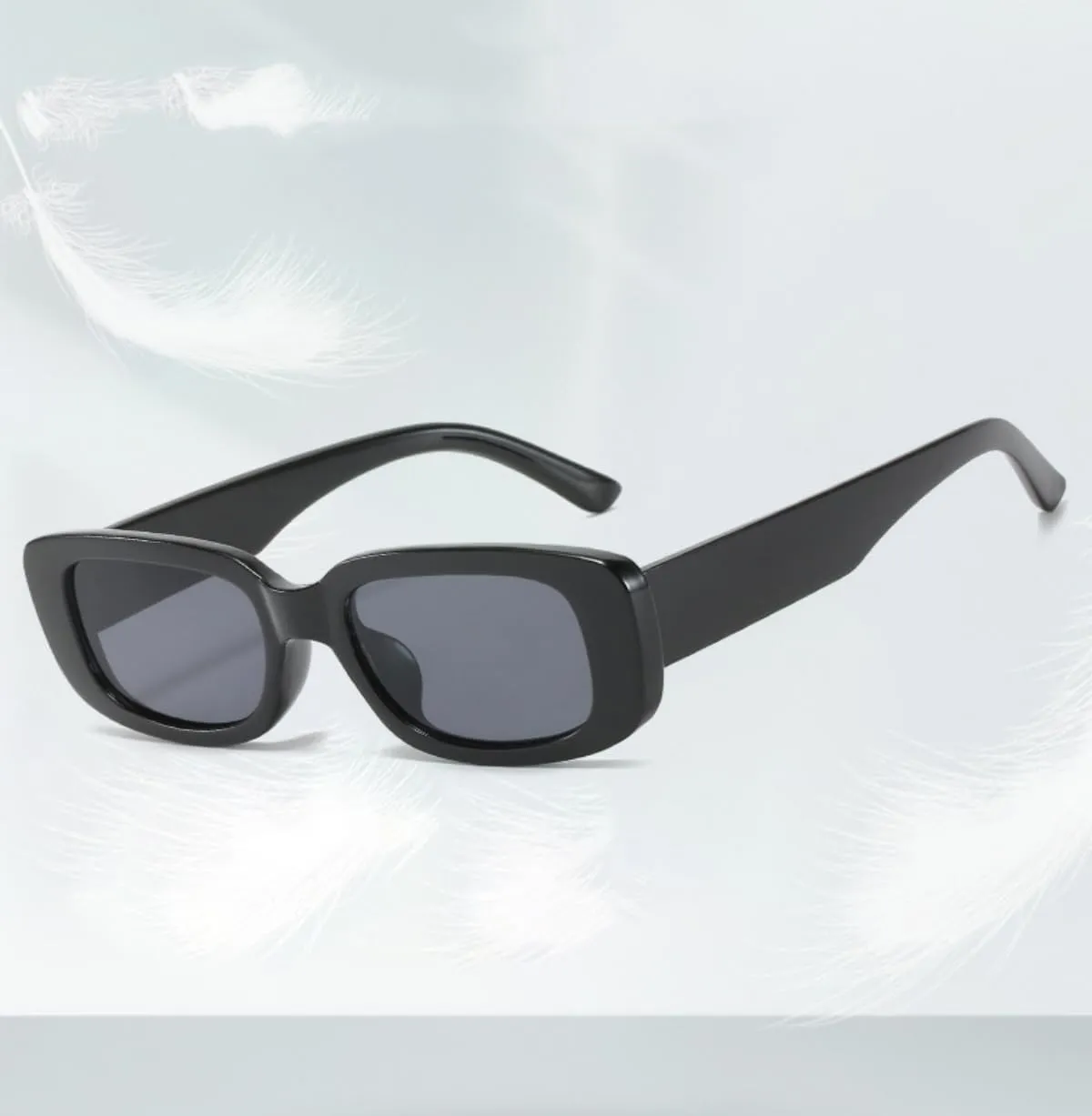 IKANOO Retro Rectangle Sunglasses for Women Men Small Square Frame Trendy Y2K 90s Black Sunglasses