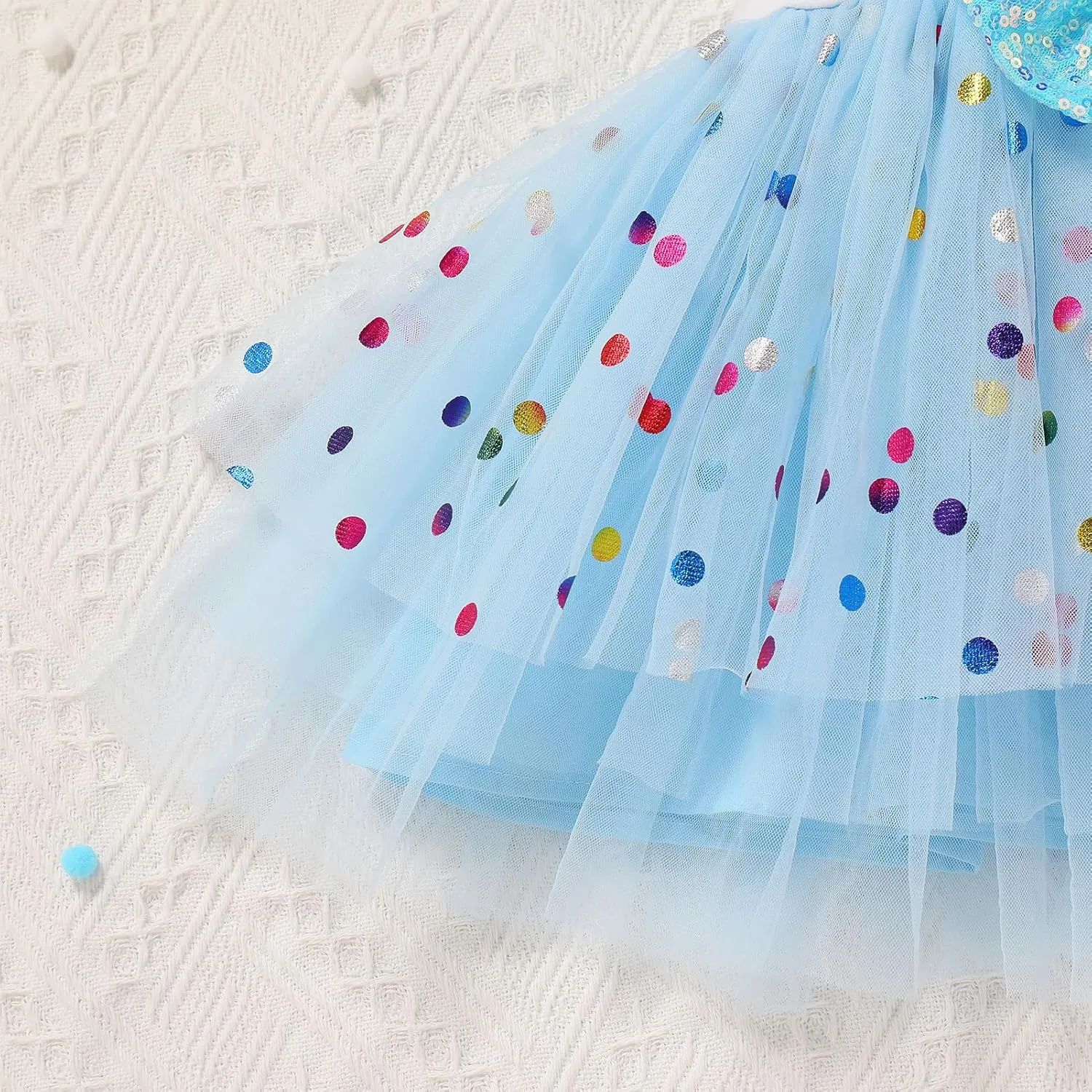 IMEKIS Toddler Birthday Girl Sparkle Confetti Ruffle Tutu Dress Dog Ears Hair Clips Outfit Cake Smash Photo Shoot 1-3T