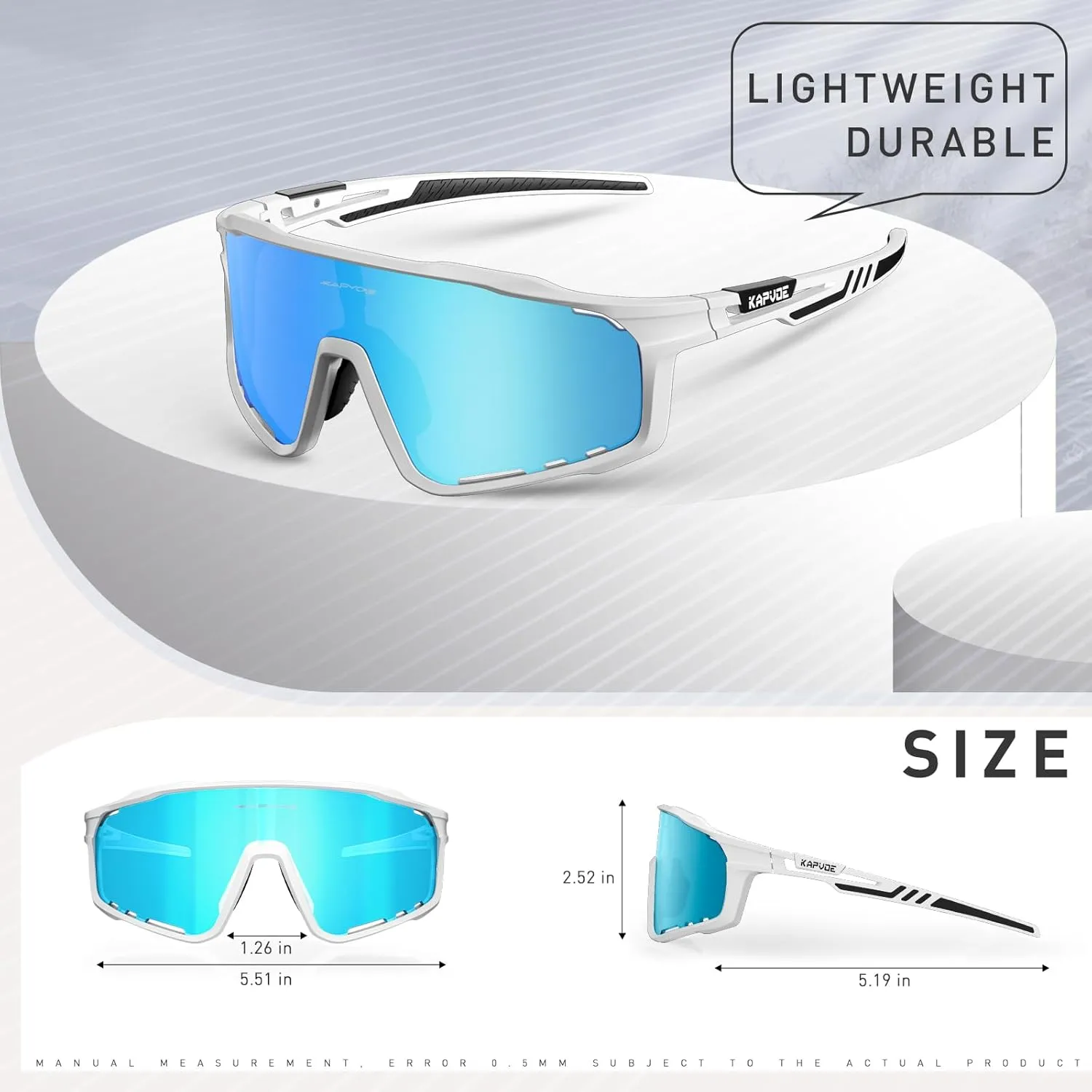 KAPVOE Polarized Cycling Glasses Men Women Mountain Bike Glasses MTB Riding TR90 Sport Sunglasses Running Bicycle K76