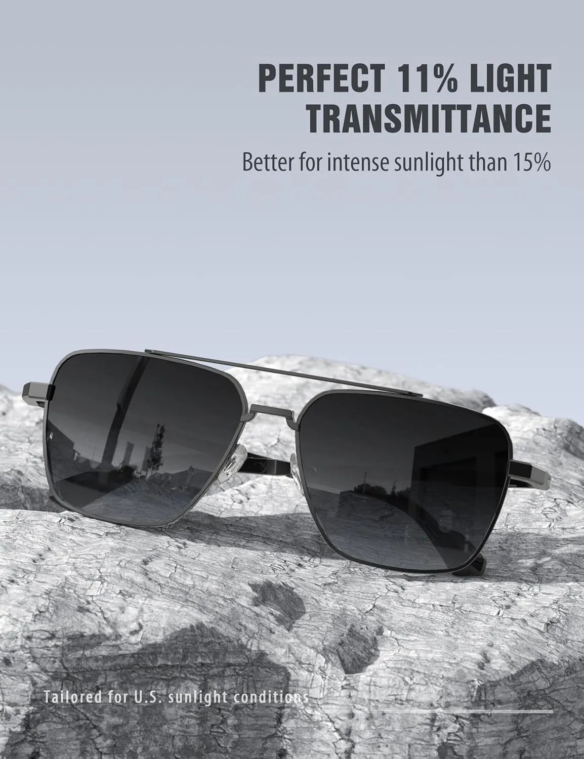 LUENX Aviator Sunglasses for Men Women Square Polarized Polygon Lens - UV 400 Protection