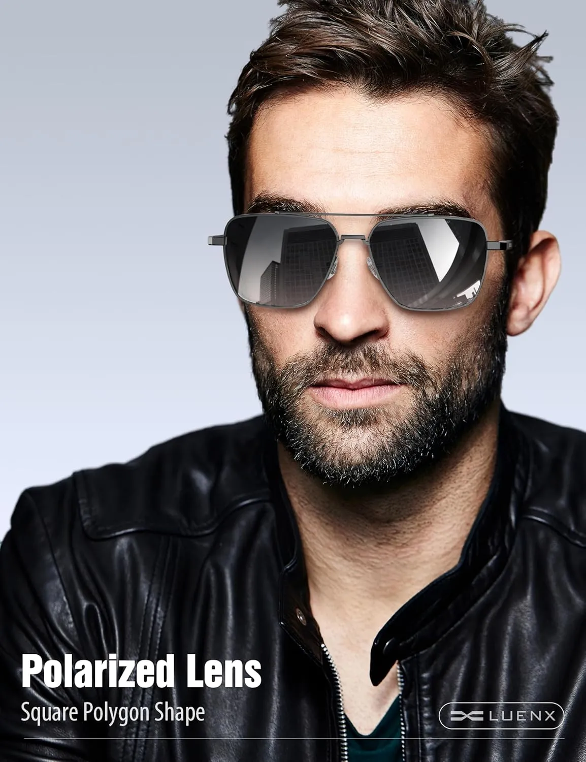 LUENX Aviator Sunglasses for Men Women Square Polarized Polygon Lens - UV 400 Protection