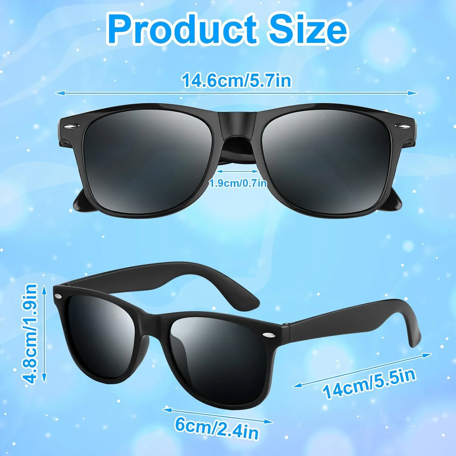 NEBURORA 12 Pack Black Sunglasses Bulk Retro Black Shades Party Sunglasses for Adult Men Women Summer Beach Party Accessories