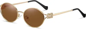 Retro Oval Sunglasses for Women Men UV400 Protection Stylish Vintage Shades Trendy Fashion Metal Frames Sun Glasses