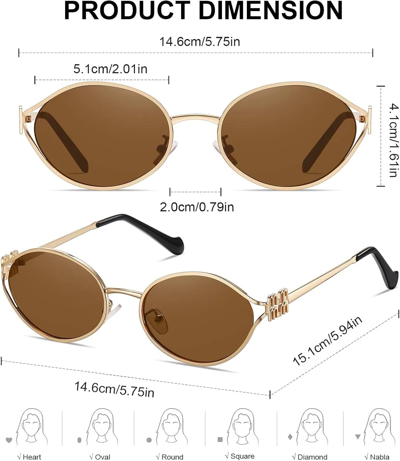 Retro Oval Sunglasses for Women Men UV400 Protection Stylish Vintage Shades Trendy Fashion Metal Frames Sun Glasses