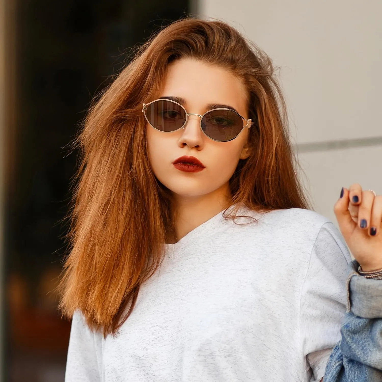 Retro Oval Sunglasses for Women Men UV400 Protection Stylish Vintage Shades Trendy Fashion Metal Frames Sun Glasses
