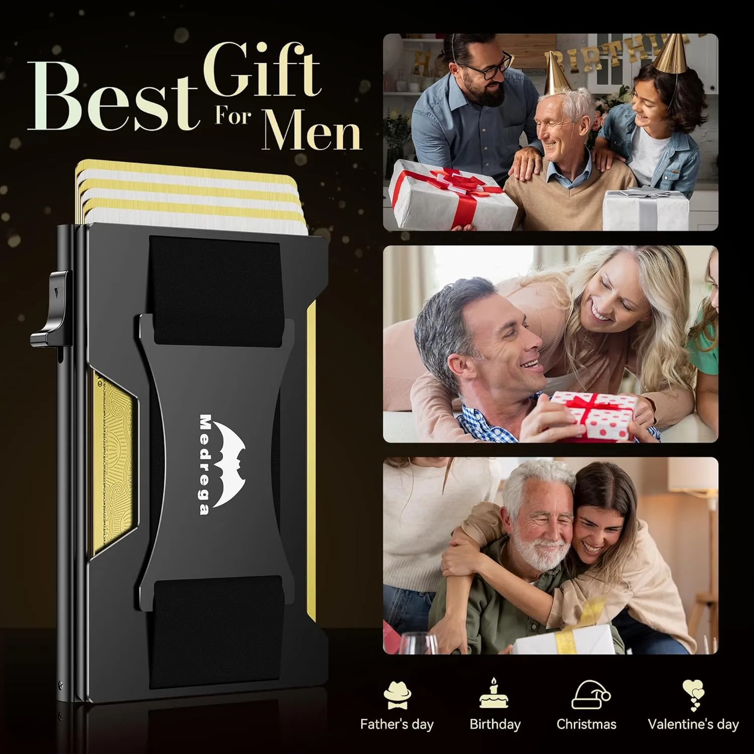 Smart Wallet for Men Slim Minimalist: Metal Pop Up Wallet - RFID Front Pocket Credit Card Holder - Gift for Male Husband at Anniversay Brithday