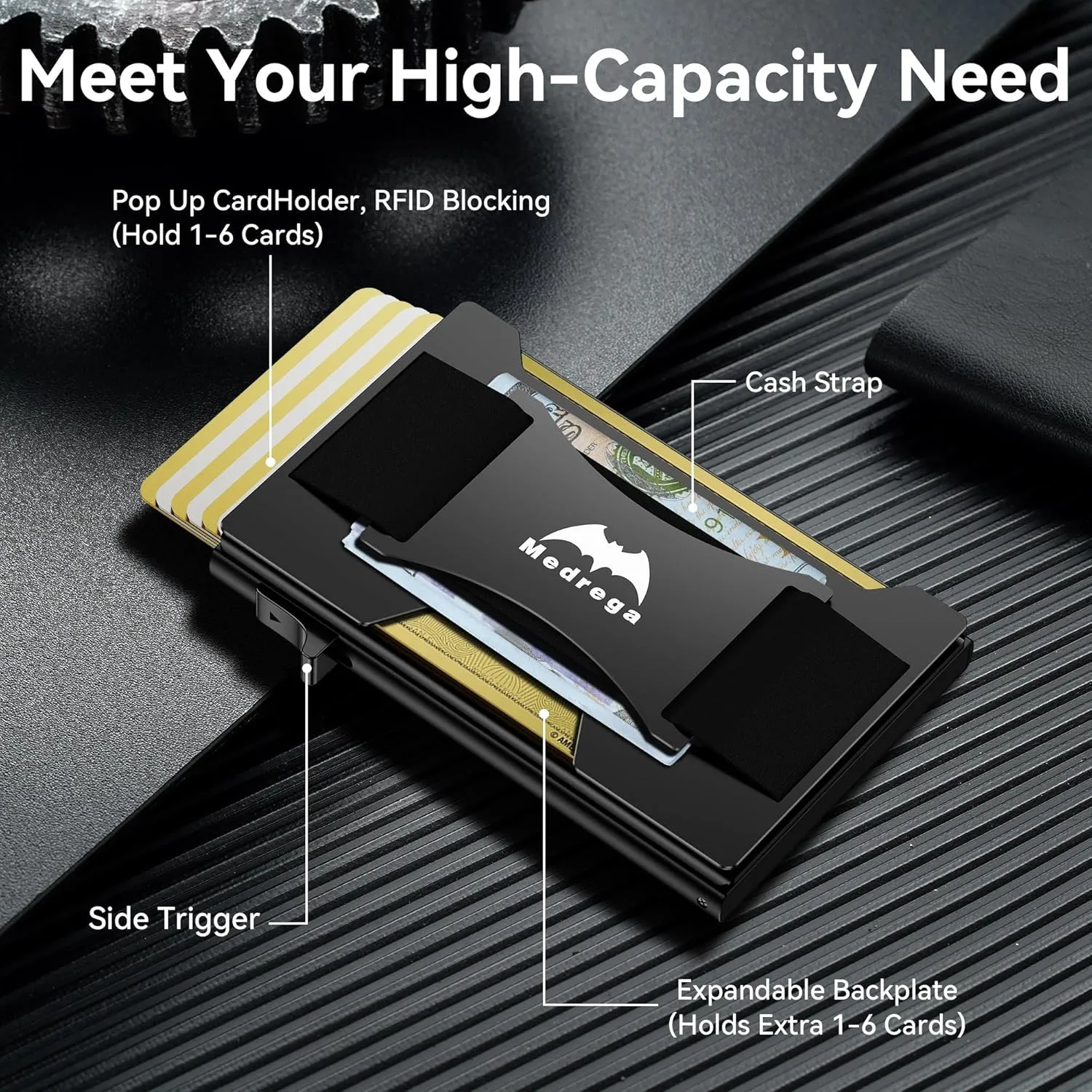 Smart Wallet for Men Slim Minimalist: Metal Pop Up Wallet - RFID Front Pocket Credit Card Holder - Gift for Male Husband at Anniversay Brithday