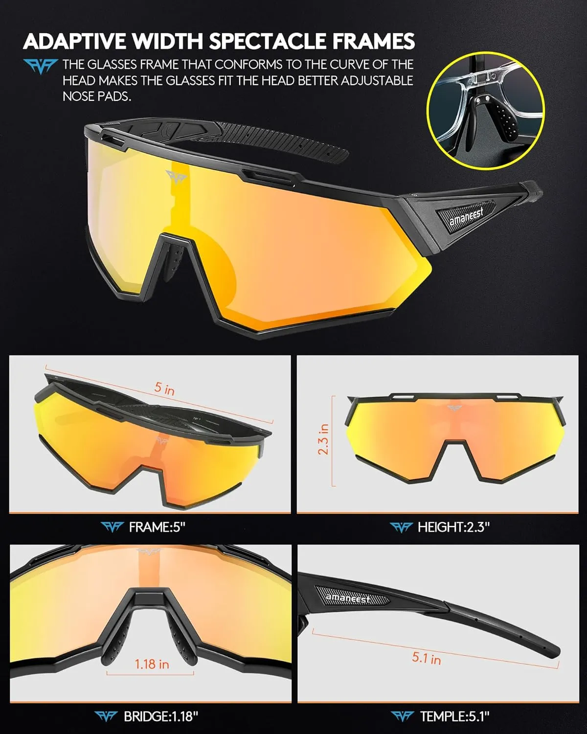 Sunglasses UV Protection Cycling Sunglasses for Men and Women,Impact Resistance Z87.1 for Construction