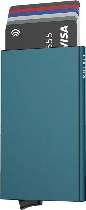 VULKIT Pop Up Wallet, Slim Minimalist Credit Card Holder For Men and Women RFID Blocking Mini Metal Case