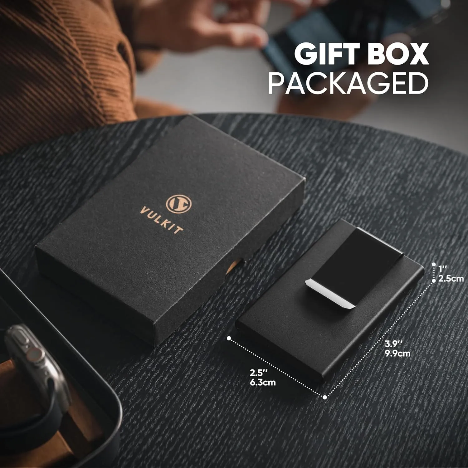 VULKIT Slim Card Wallet with Money Clip, Metal POP UP Credit Card Holder RFID Blocking, Carbon Black