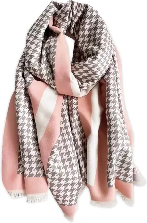 Winter Cashmere Scarf Shawl For Women Classic Houndstooth Pashmina Scarves With Tassel Warm Soft Long Thickened Wrap