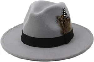 Women Men Feather Fedoras Men Fedora Hat Panama Top Cap Large Brim Hat Church Hat Party Hat