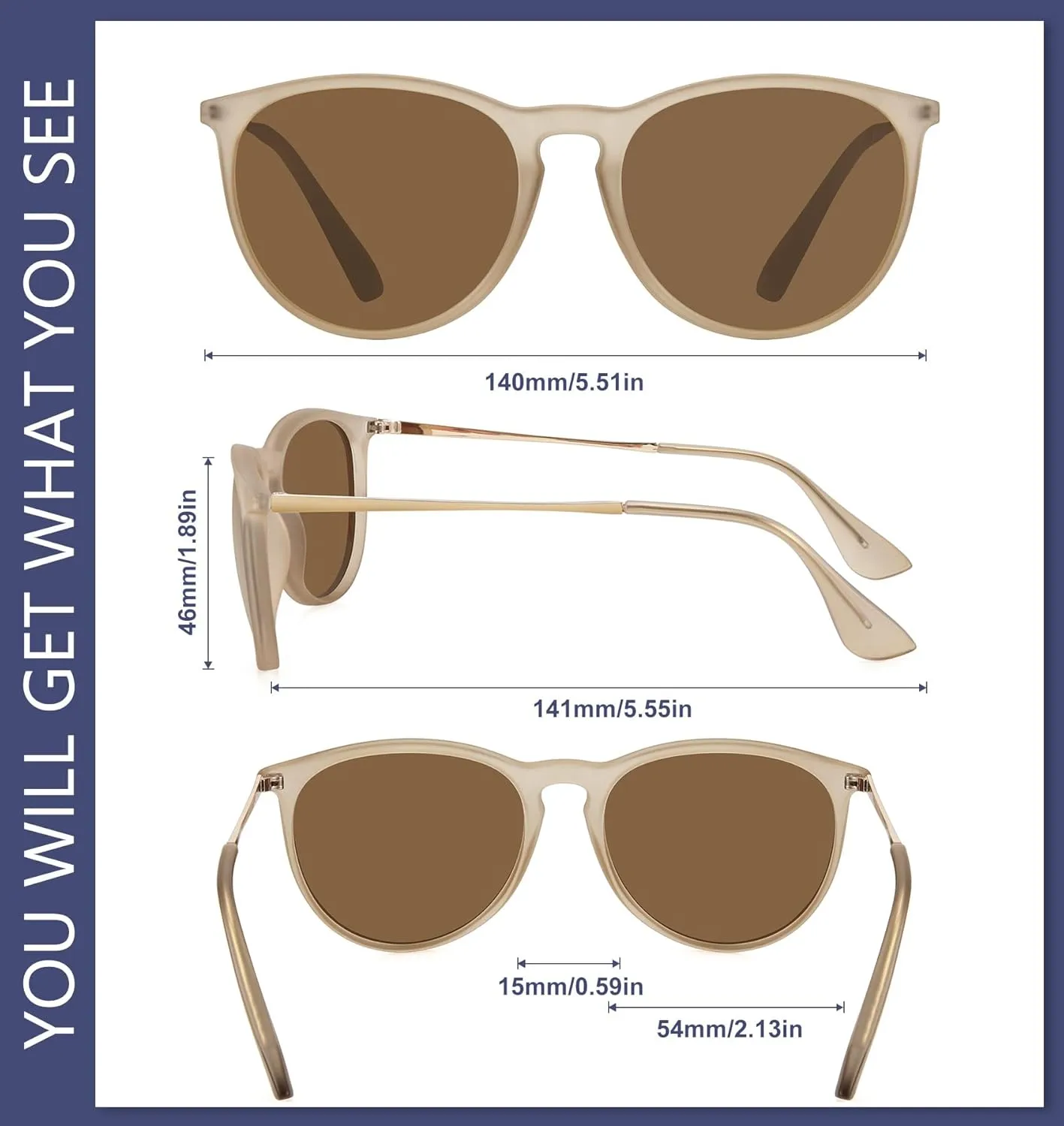 WOWSUN Retro sunglasses womens 2024 trendy round classic glasses