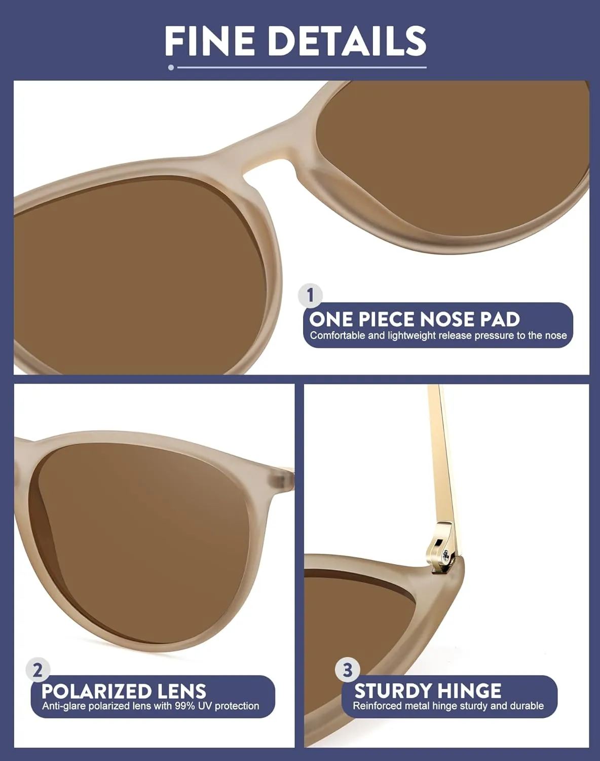 WOWSUN Retro sunglasses womens 2024 trendy round classic glasses
