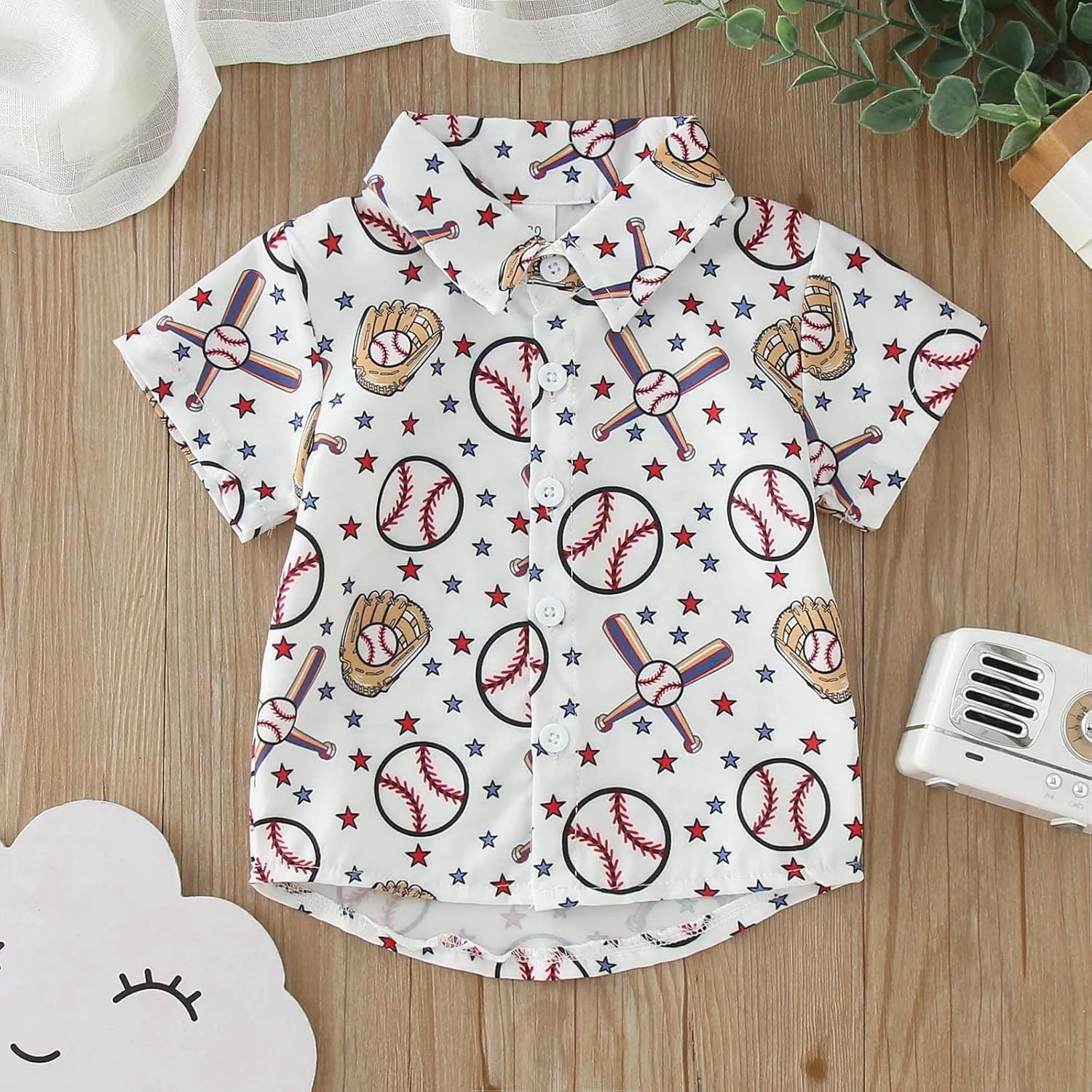 Youth Boys Baseball Prints Polo Tshirt Toddler Gentleman Tops Summer Outwear Child Cotton Sports Athletic Cute Blouse